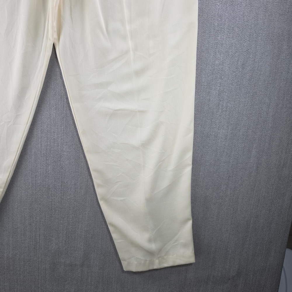 Worthington Pleated Trousers Women 16 Tall Cream Vintage High Waist Tapered Leg - Picture 11 of 16
